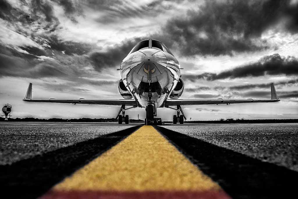 Parked Business Jet waiting for passengers.
