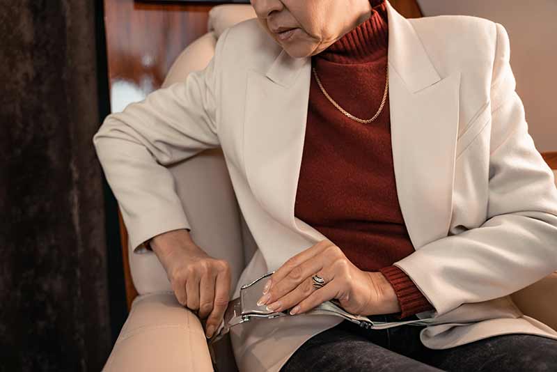 Woman fixes private jet seat ensuring passenger safety 