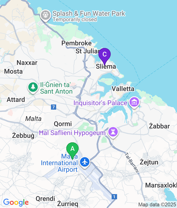 Sliema Available Airport Options